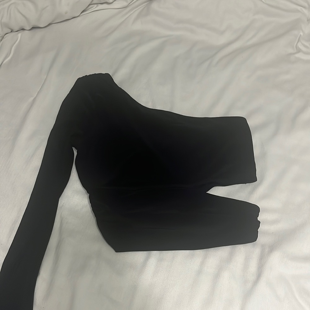 Forever 21 Black One Shoulder Long Sleeve with Slit